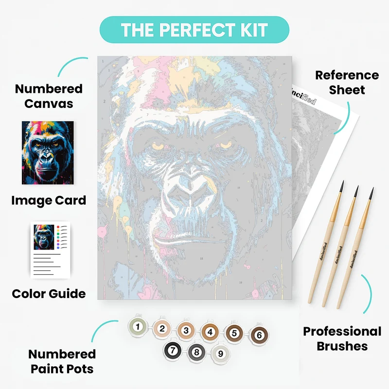 Electrifying Gorilla Pop Art - Paint by Numbers Kit