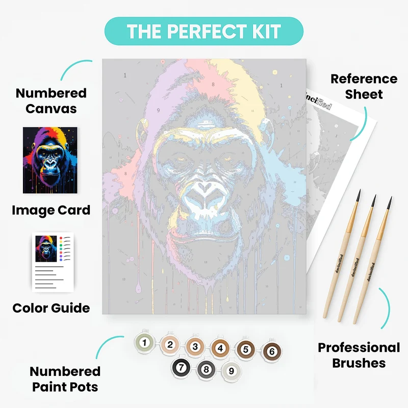 Neon Gorilla Street Art - Paint by Numbers Kit