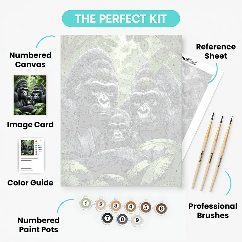 Gorilla Family Portrait - Paint by Numbers Kit