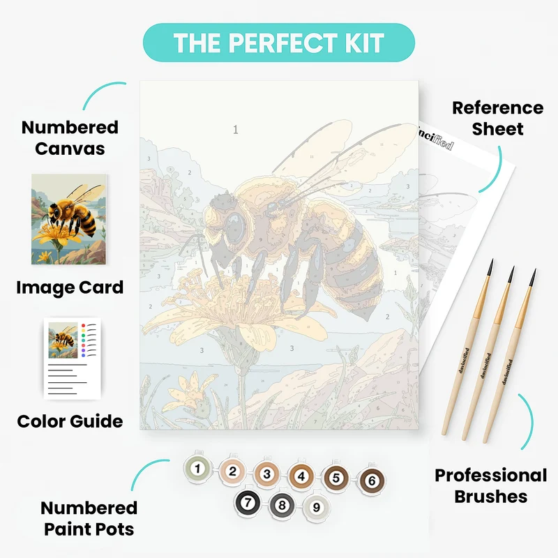 Bee Pollinating Yellow Flower - Paint by Numbers Kit