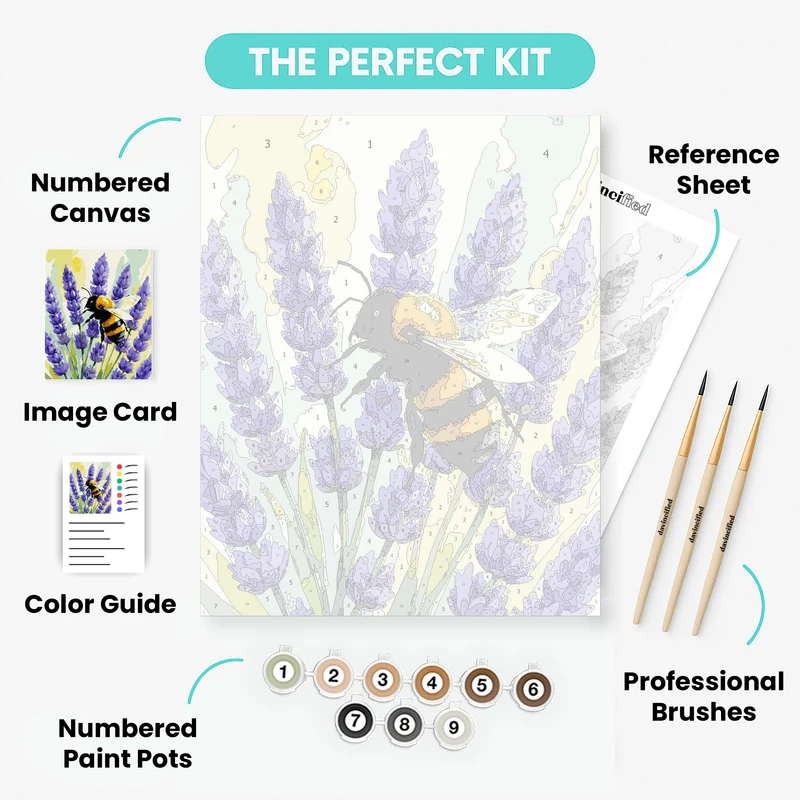 Bumblebee on Lavender Flowers - Paint by Numbers Kit