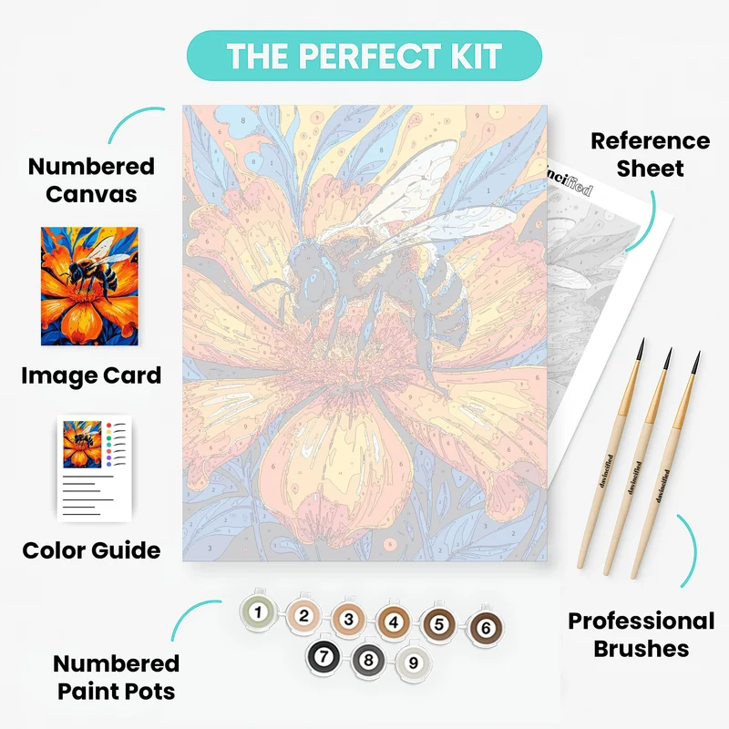 Vibrant Bee on Orange Flower - Paint by Numbers Kit