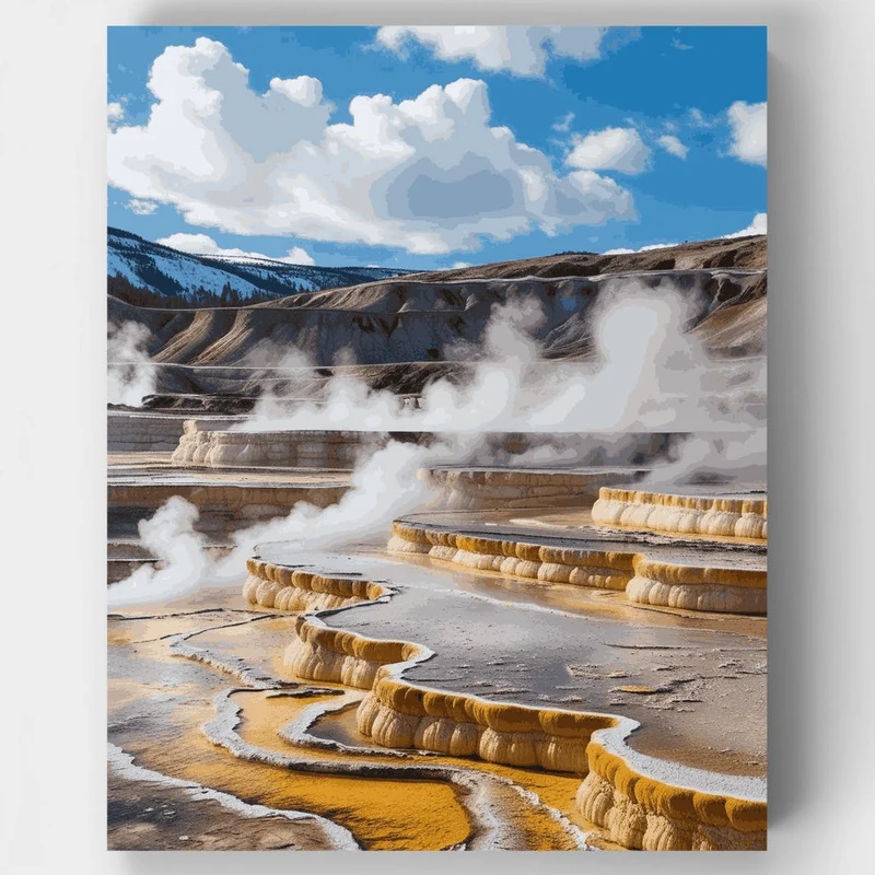 Yellowstone Hot Springs Terraces - Paint by Numbers Kit