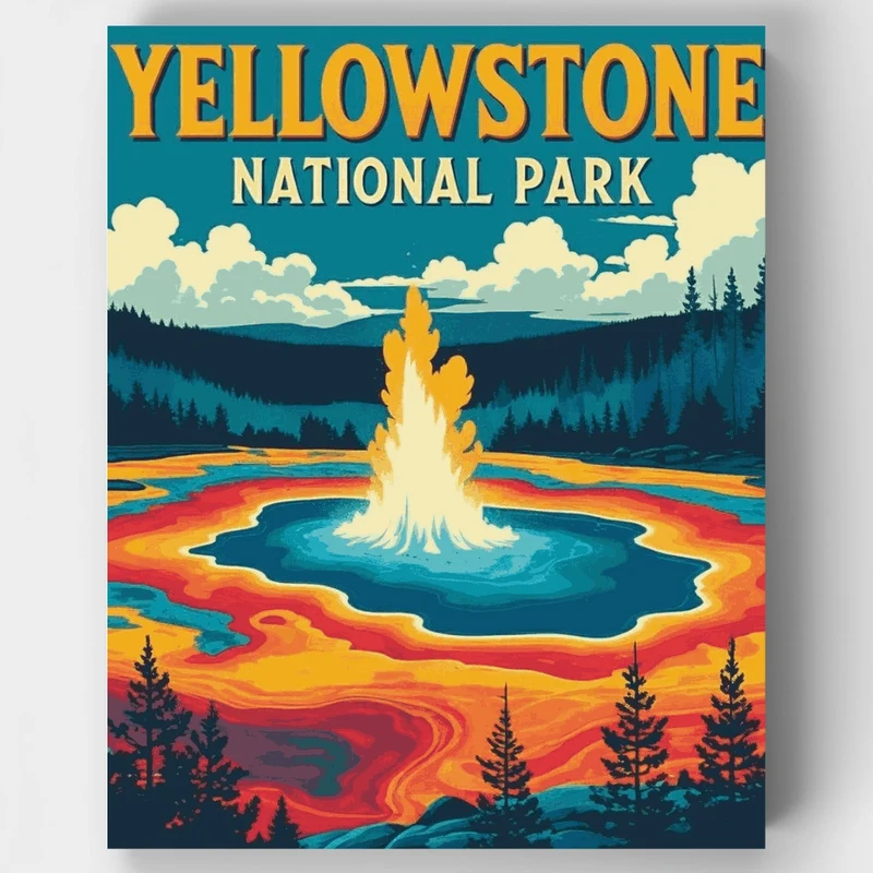 Yellowstone Geyser and Hot Springs - Paint by Numbers Kit