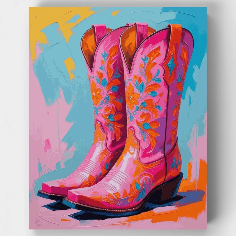 Vibrant Cowboy Boots - Paint by Numbers Kit