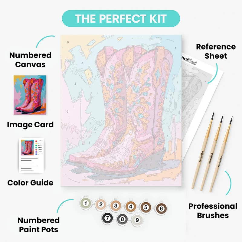 Vibrant Cowboy Boots - Paint by Numbers Kit