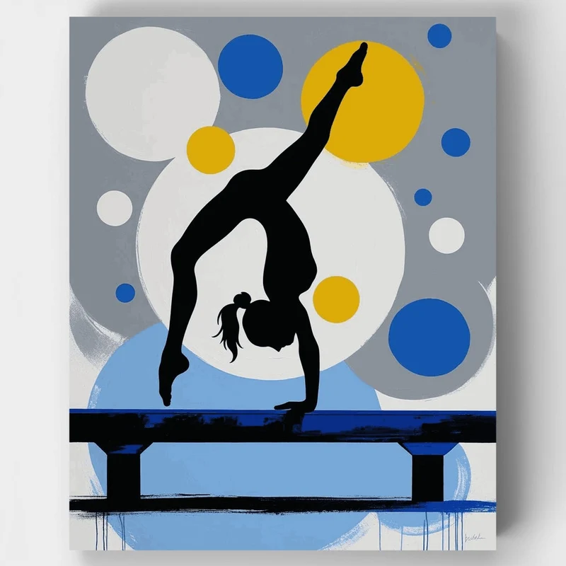 Gymnast Balance Beam Abstract Art - Paint by Numbers Kit