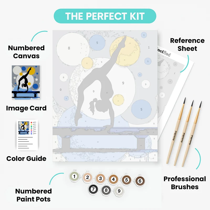 Gymnast Balance Beam Abstract Art - Paint by Numbers Kit