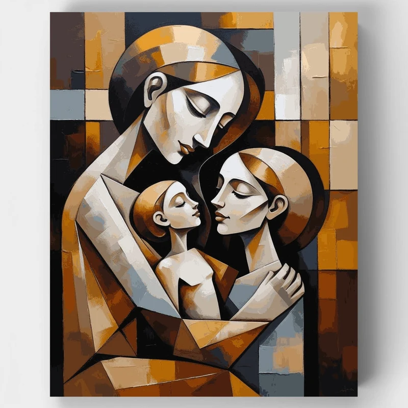 Cubist Family Embrace - Paint by Numbers Kit
