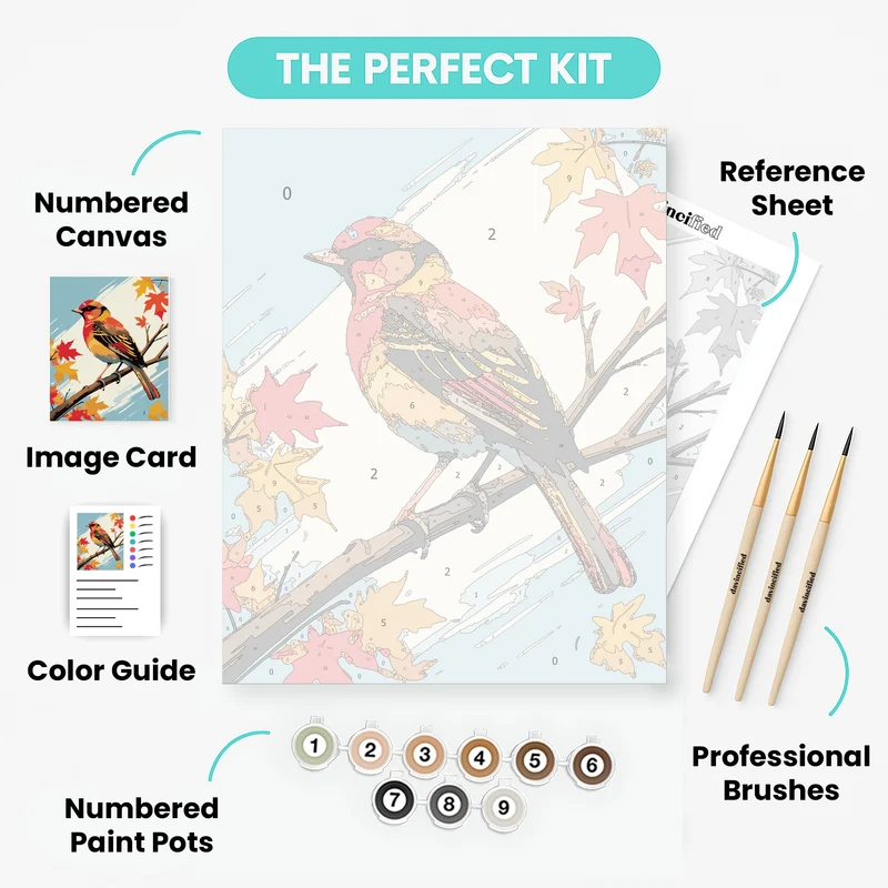 Autumn Bird on Branch - Paint by Numbers Kit