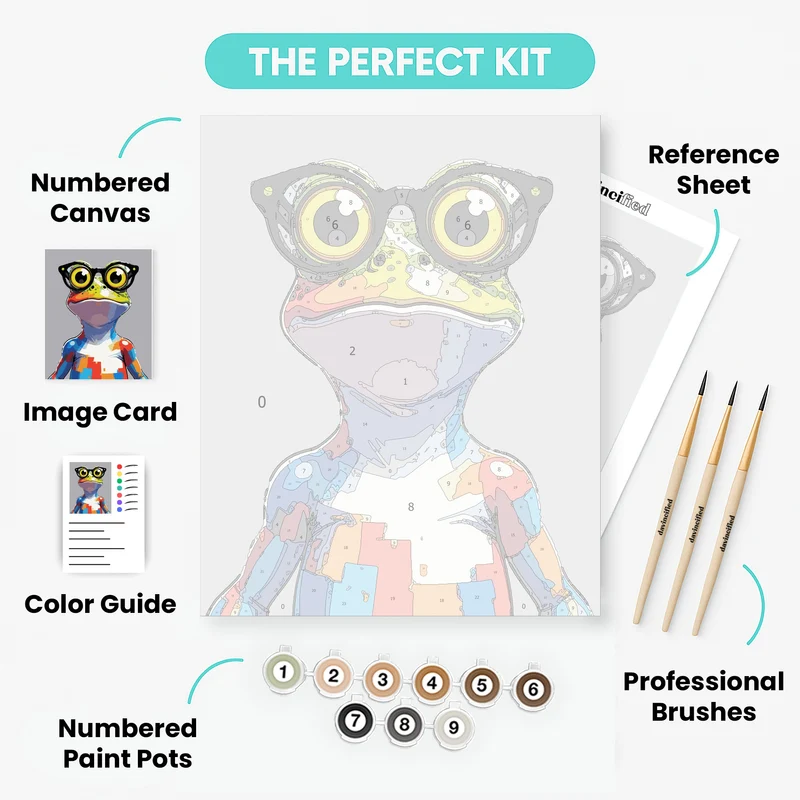Colorful Frog with Glasses - Paint by Numbers Kit