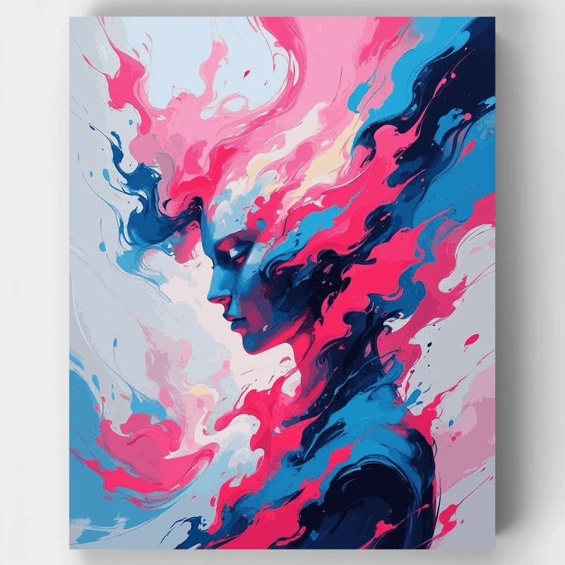 Abstract Portrait with Flowing Colors - Paint by Numbers Kit