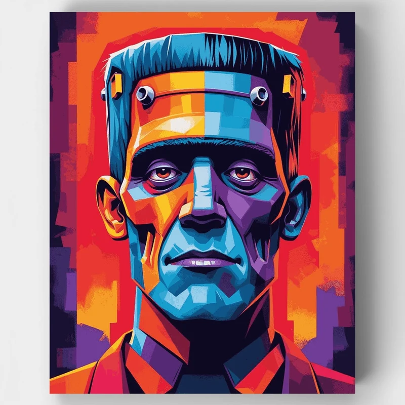 Colorful Frankenstein Monster Portrait - Paint by Numbers Kit