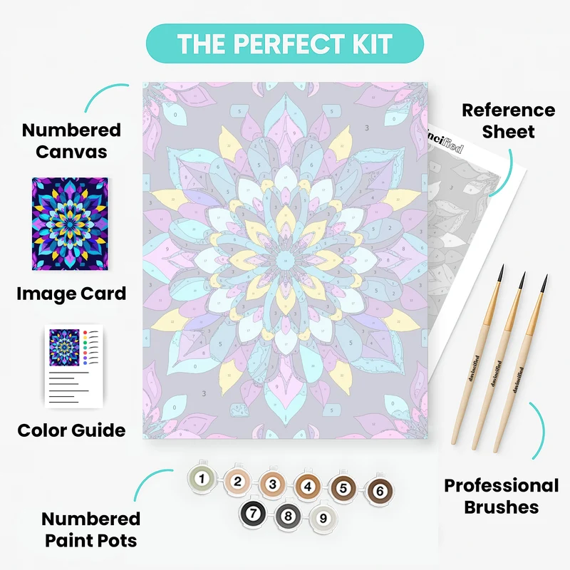 Luminous Petal Mandala Symphony - Paint by Numbers Kit