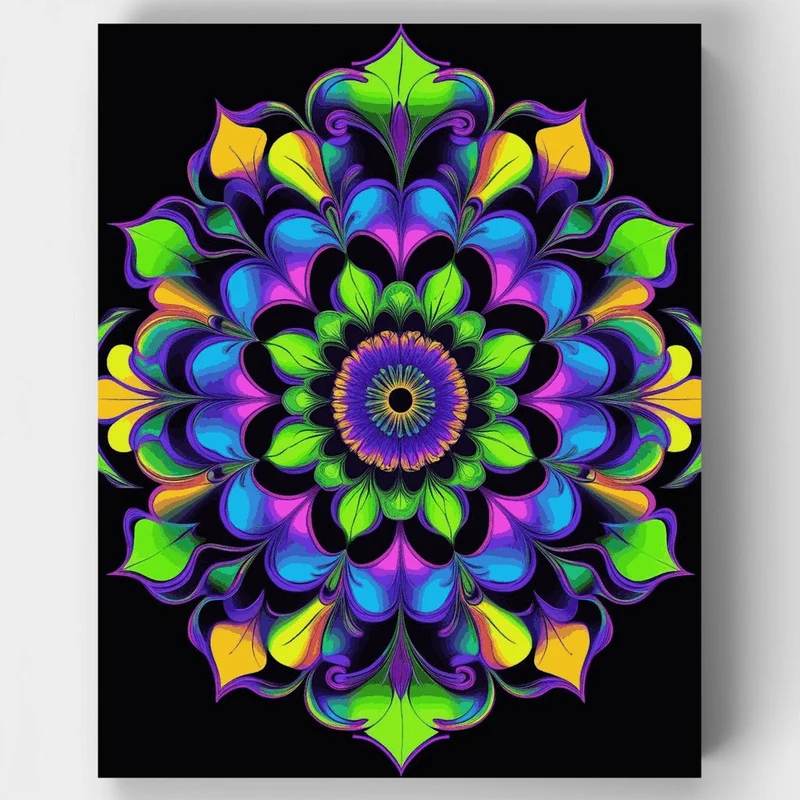 Neon Mandala Kaleidoscope - Paint by Numbers Kit