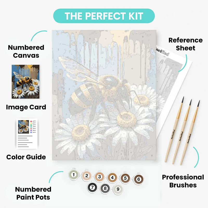 Bee on Daisy Flowers - Paint by Numbers Kit