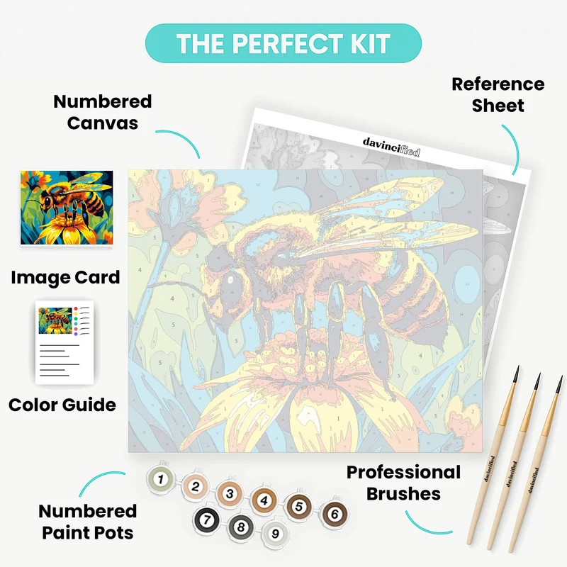 Vibrant Bee on Flower - Paint by Numbers Kit