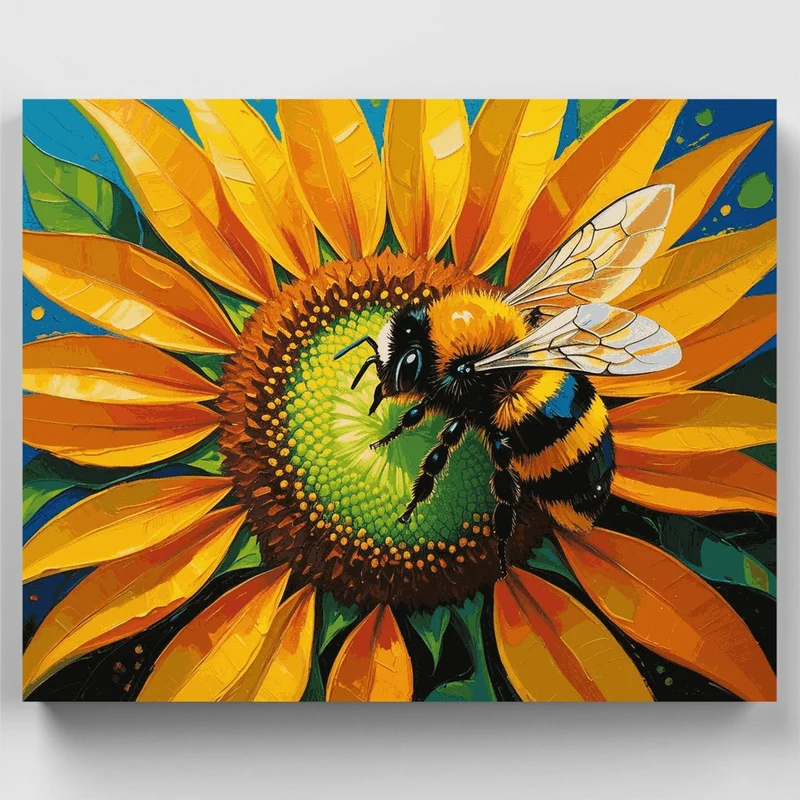 Vibrant Bumblebee on Sunflower - Paint by Numbers Kit