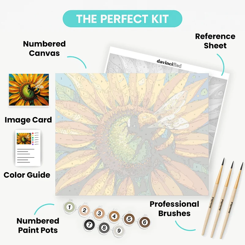 Vibrant Bumblebee on Sunflower - Paint by Numbers Kit