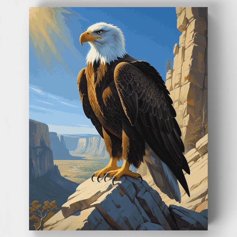 Majestic Eagle on Canyon Cliff - Paint by Numbers Kit