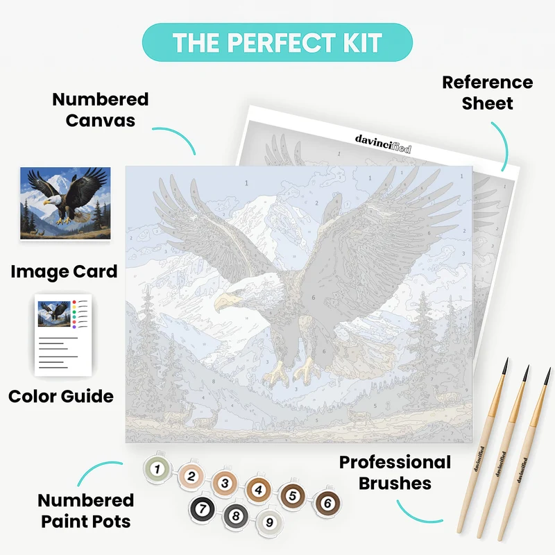 Majestic Eagle Over Mountain Valley - Paint by Numbers Kit