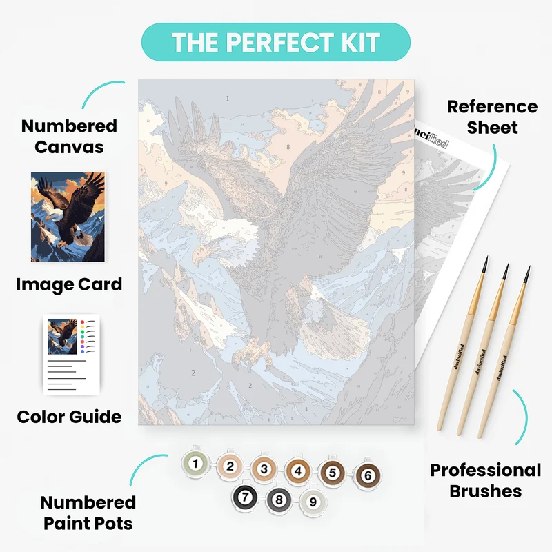 Majestic Bald Eagle Over Mountain Peaks - Paint by Numbers Kit