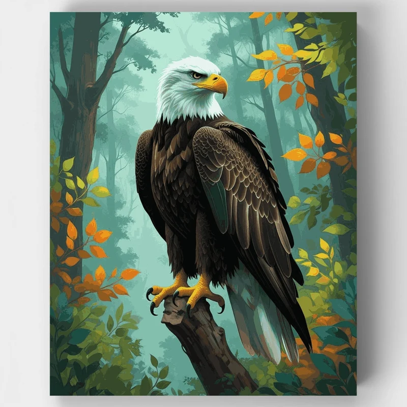 Majestic Eagle in Autumn Forest - Paint by Numbers Kit