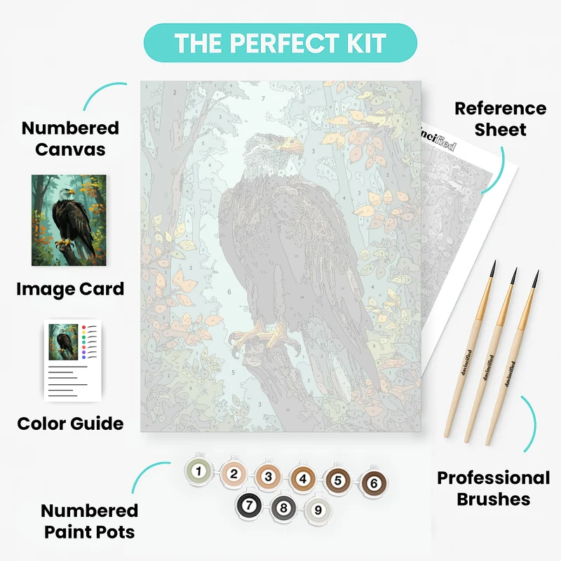 Majestic Eagle in Autumn Forest - Paint by Numbers Kit