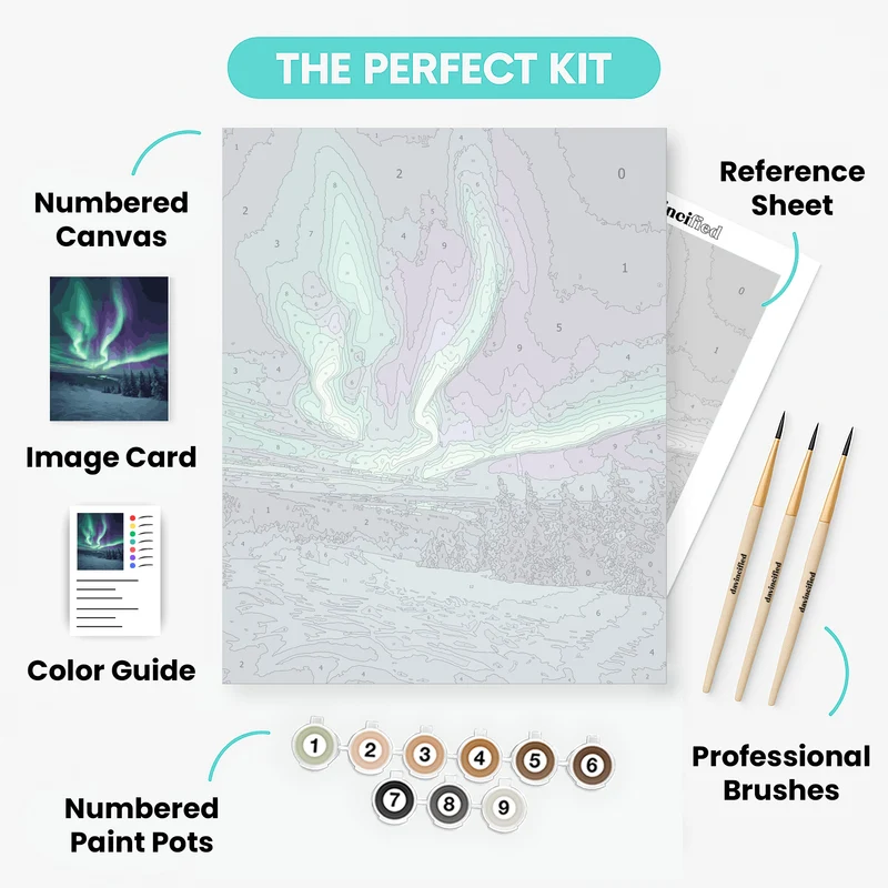 Northern Lights Winter Landscape - Paint by Numbers Kit