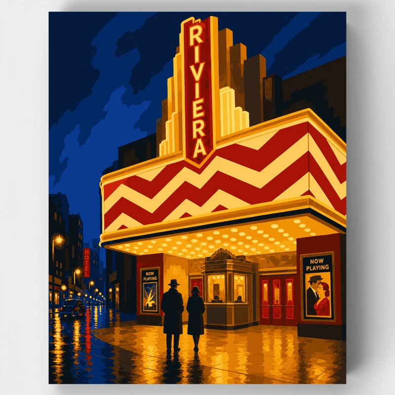 Riviera Theatre Night - Paint by Numbers Kit