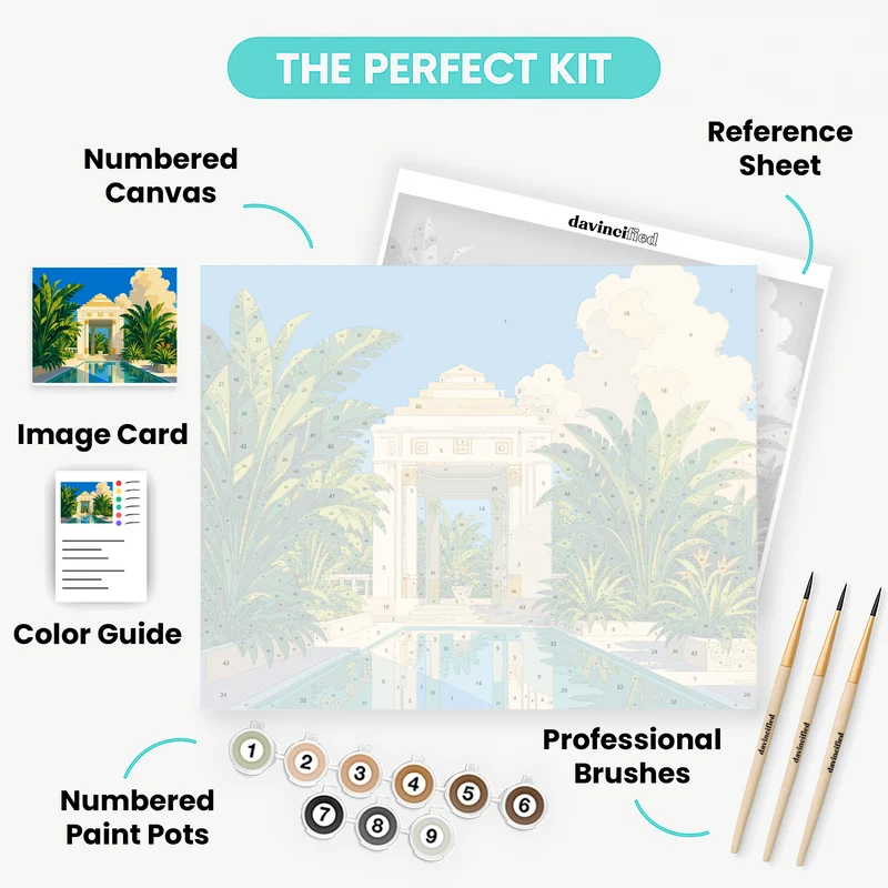 Art Deco Tropical Garden Pavilion - Paint by Numbers Kit