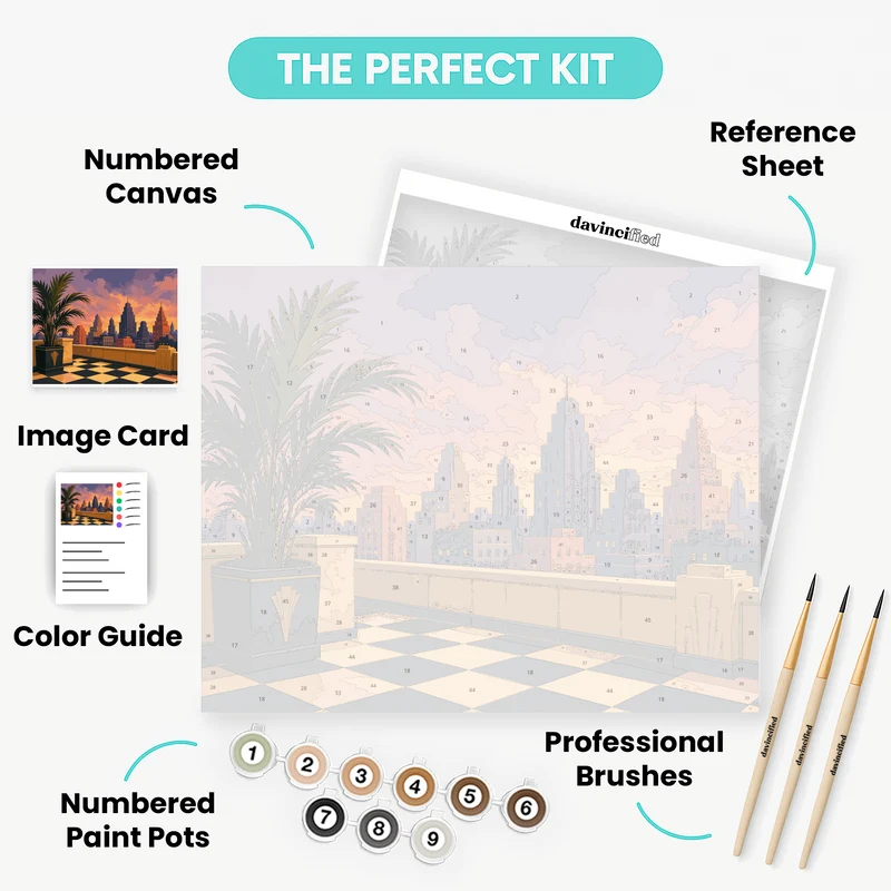 Art Deco City Skyline at Sunset - Paint by Numbers Kit