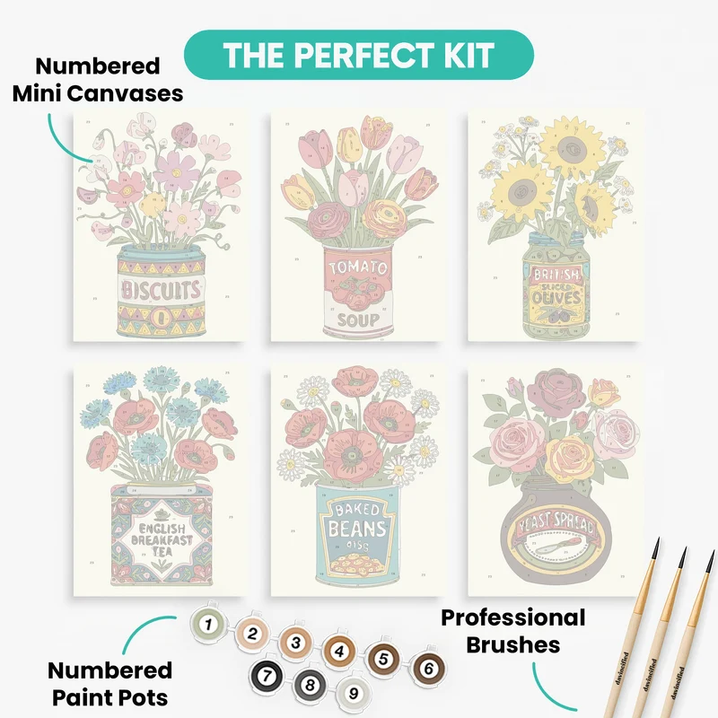 British Pantry Florals - Mini Paint by Numbers Set