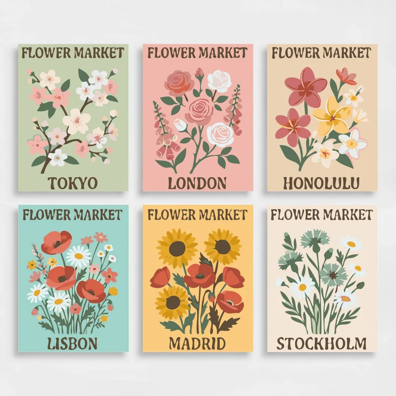 World Flower Markets - Mini Paint by Numbers Set