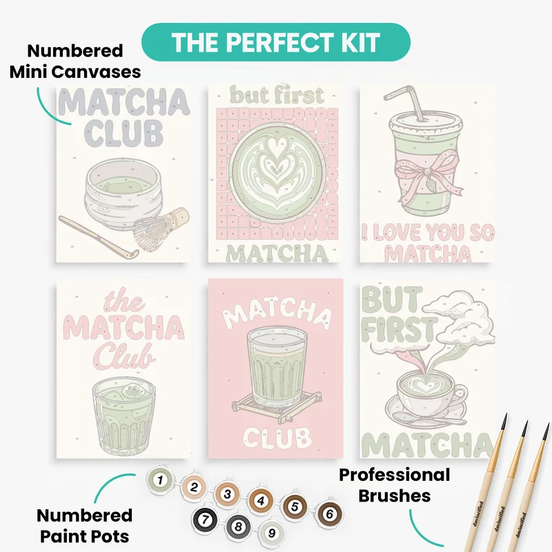 Matcha Club Posters - Mini Paint by Numbers Set