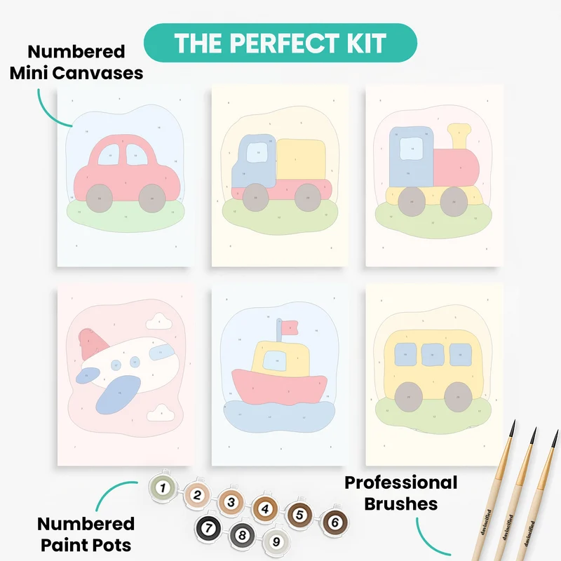 Vehicles & Transport - Mini Paint by Numbers Set