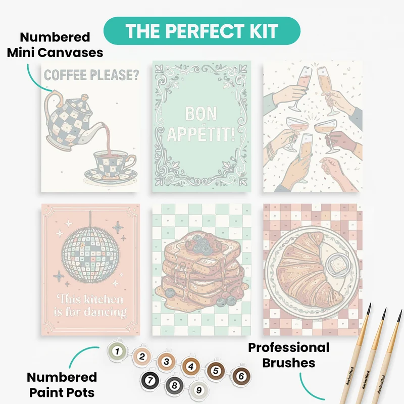 Café Culture & Kitchen Vibes - Mini Paint by Numbers Set