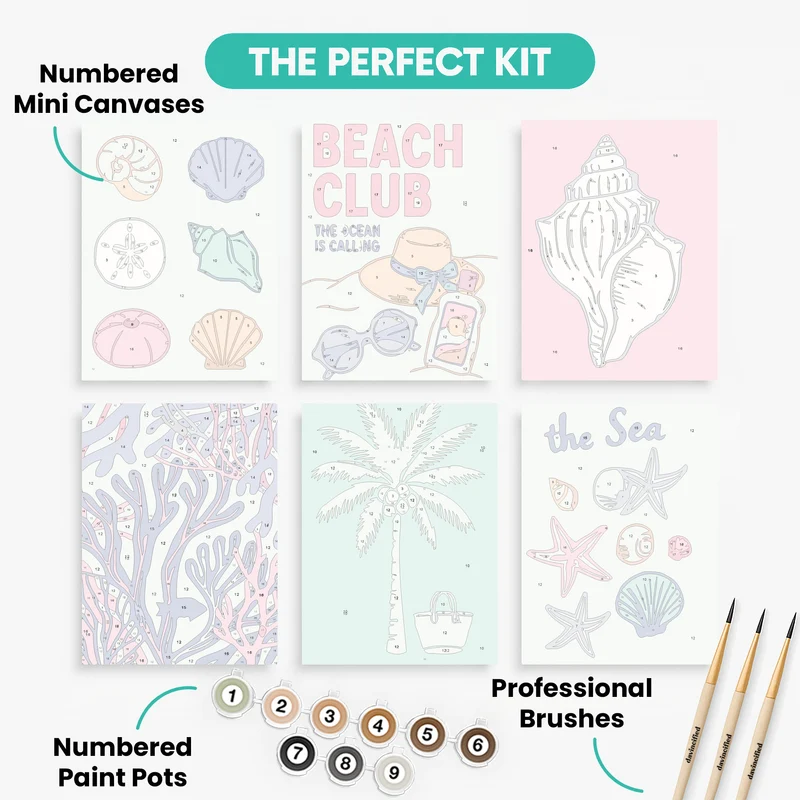 Beach Club Coastal Dreams - Mini Paint by Numbers Set