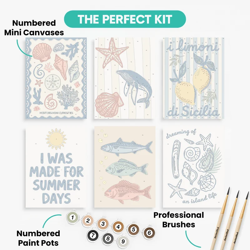 Mediterranean Summer Coastal - Mini Paint by Numbers Set