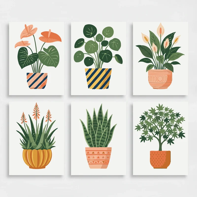 Botanical Houseplants - Mini Paint by Numbers Set