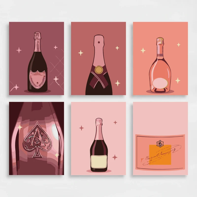 Rosé All Day Champagne Bottles - Mini Paint by Numbers Set