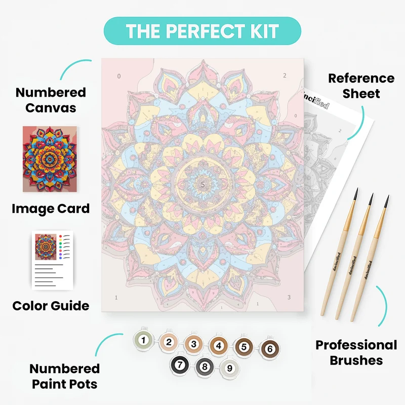 Vibrant Mandala Design - Paint by Numbers Kit
