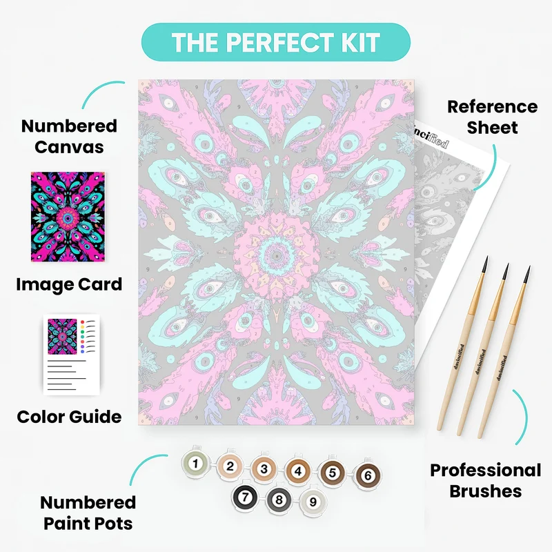 Vibrant Peacock Feather Mandala - Paint by Numbers Kit