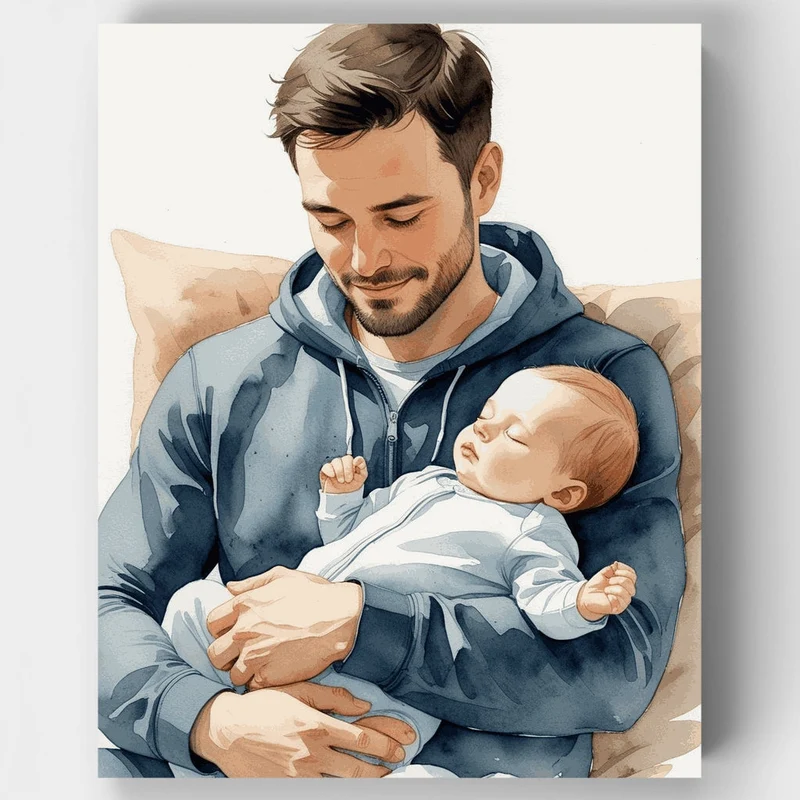 Father and Baby Bonding Moment - Paint by Numbers Kit