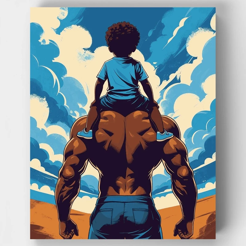 Father and Son Shoulder Ride - Paint by Numbers Kit