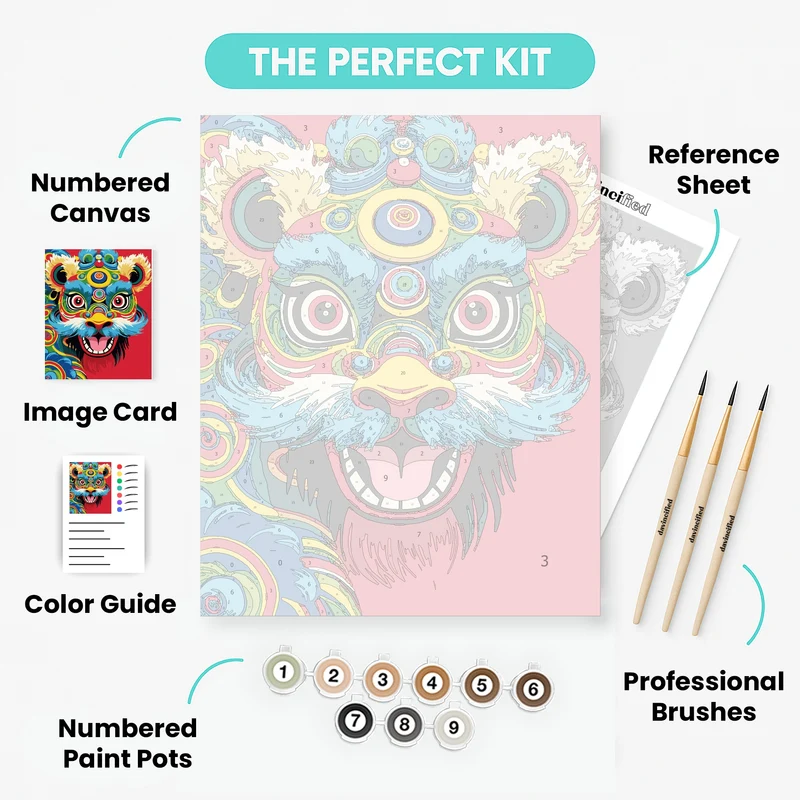 Chinese Lion Dance Mask - Paint by Numbers Kit