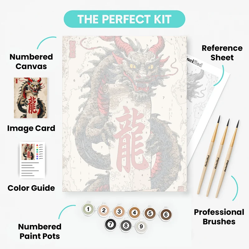 Traditional Chinese Dragon with Scroll - Paint by Numbers Kit