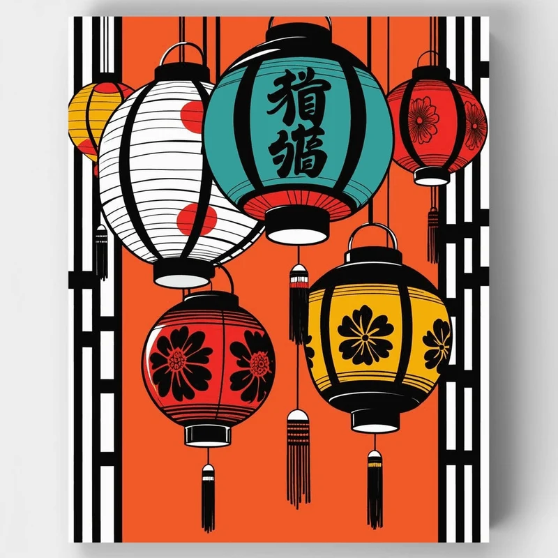 Chinese Lanterns Festival - Paint by Numbers Kit