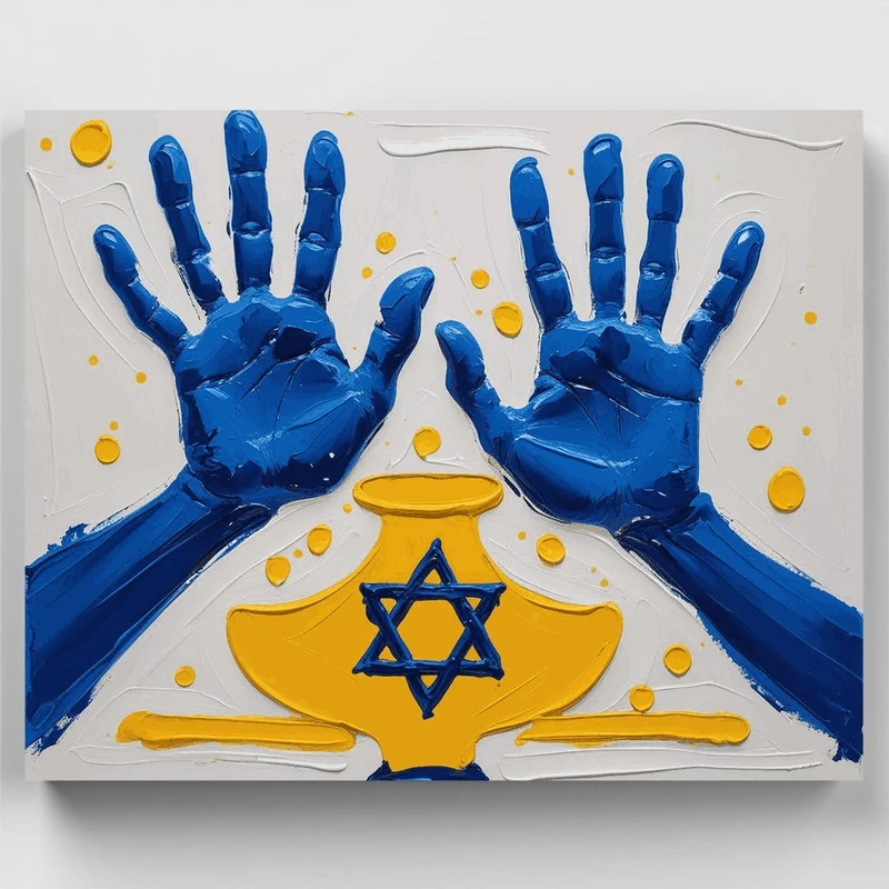 Hanukkah Hands and Menorah - Paint by Numbers Kit