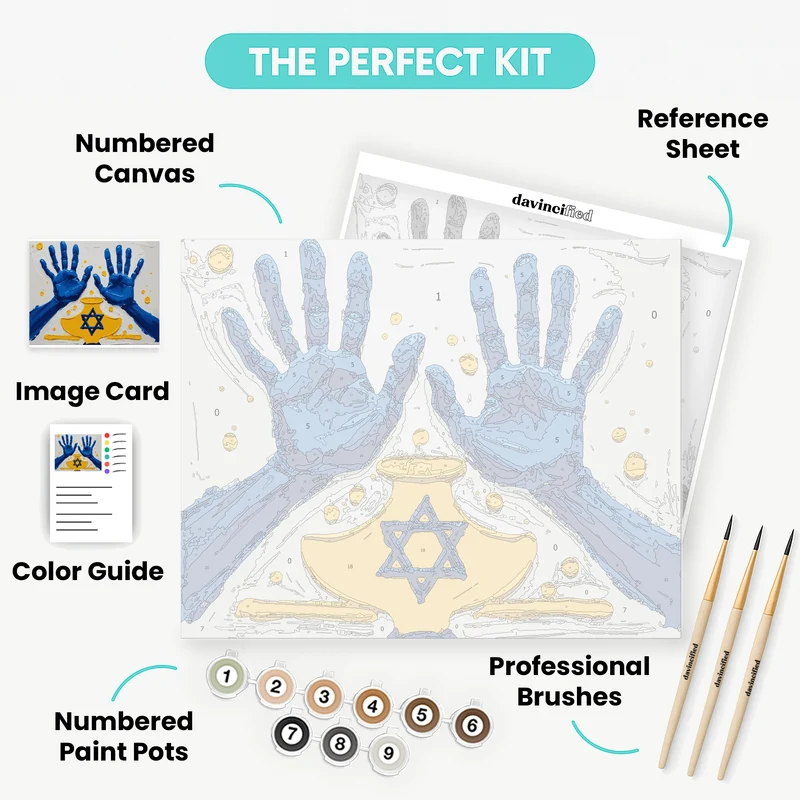 Hanukkah Hands and Menorah - Paint by Numbers Kit